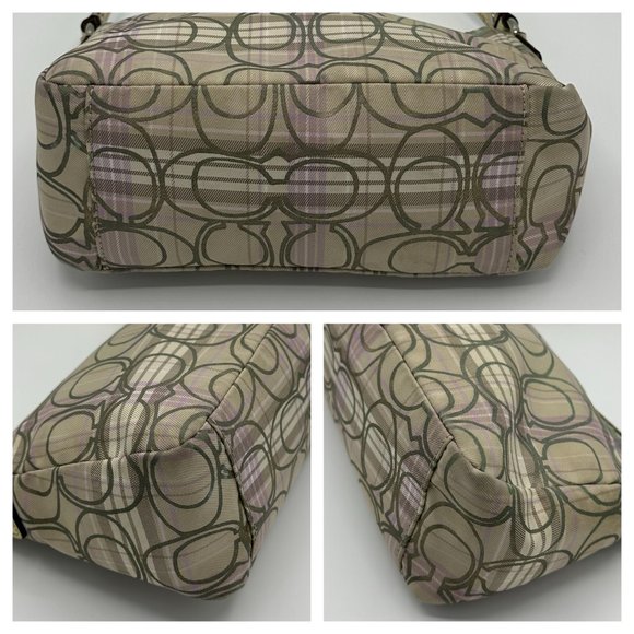 Coach Mini Tartan Plaid Lavender Signature Top Handle Pouch in EUC - Picture 5 of 15